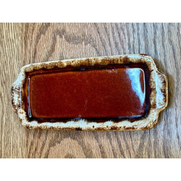 Vintage Hull Pottery Butter Dish: Brown Drip Glaze, 1960s Farmhouse Decor - Picture 8 of 10